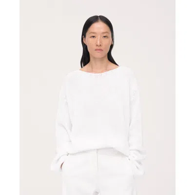 Another Tomorrow Draped Knit Sweater In White