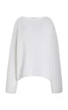 Another Tomorrow Draped Organic Cotton Sweater In White