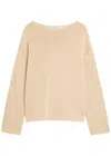 Another Tomorrow Draped Ribbed Cotton-knit Jumper In Brown