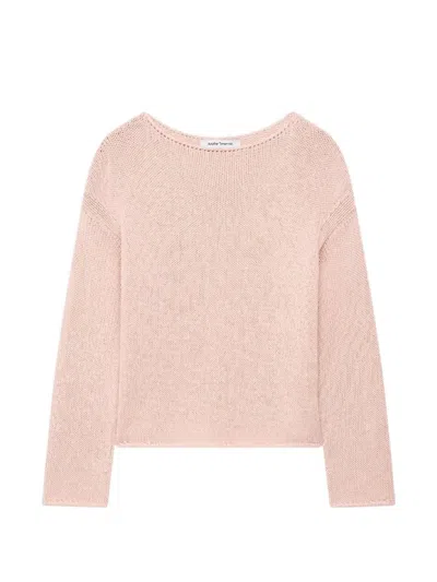 Another Tomorrow Draped-knit Oversized Sweater In Pink