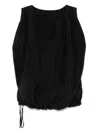 Another Tomorrow Drawstring Top In Black  