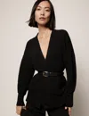 Another Tomorrow Drop Shoulder Cardigan In Black