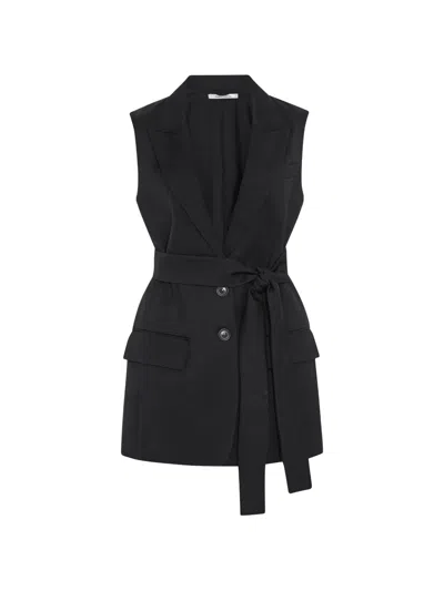 Another Tomorrow Easy Self-tie Waistcoat In Black