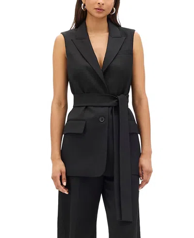 Another Tomorrow Easy Tie Vest In Black