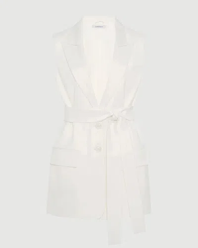 Another Tomorrow Easy Tie Vest In White