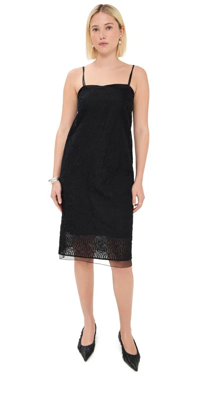 Another Tomorrow Embroidered Dress Black
