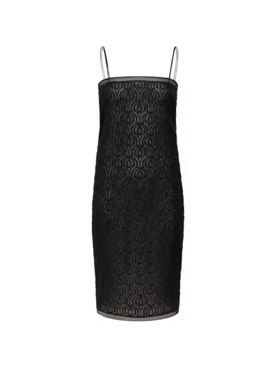 Another Tomorrow Embroidered Mini Dress In Black