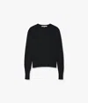 Another Tomorrow Featherweight Sheer Wool Sweater In Black