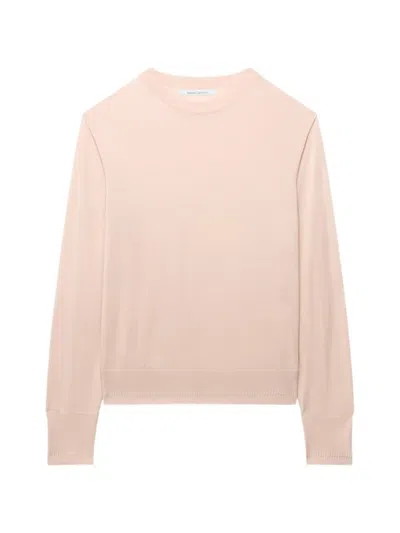 Another Tomorrow Featherweight Crew-neck Sweater In Pink