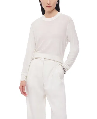 Another Tomorrow Featherweight Crewneck Top In White