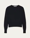 Another Tomorrow Featherweight Sheer Wool Sweater In Black