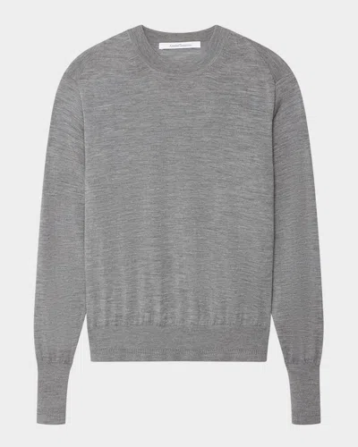 Another Tomorrow Featherweight Sheer Wool Sweater In Grey