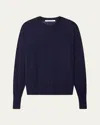 Another Tomorrow Featherweight Sheer Wool Sweater In Indigo