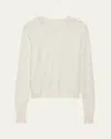 Another Tomorrow Featherweight Sheer Wool Sweater In Off White