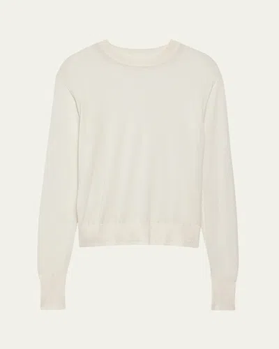 Another Tomorrow Featherweight Sheer Wool Sweater In Off White