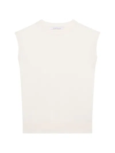 Another Tomorrow Featherweight Shell Sleeveless Sweater In White