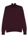 Another Tomorrow Featherweight Turtleneck In Burgundy