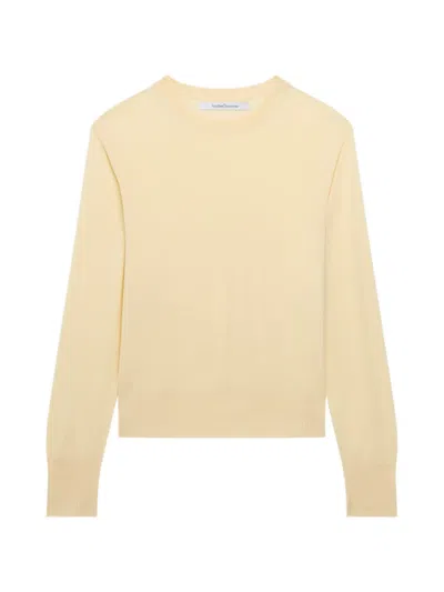 Another Tomorrow Fine-knit Wool Long-sleeve Top In Neutral