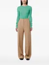 Another Tomorrow Fitted Ribbed-knit Long-sleeve Sweater In Green