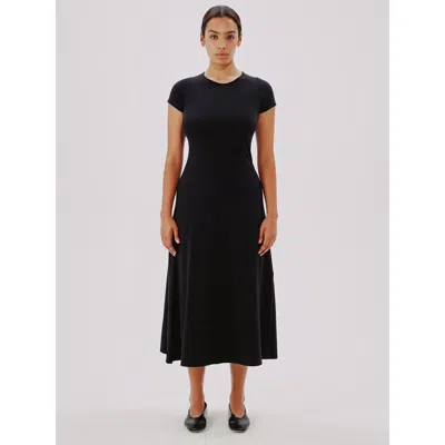 Another Tomorrow Short-sleeve Jersey Midi-dress In Black