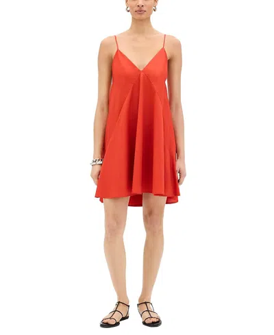 Another Tomorrow Flare Sun Dress In Red
