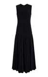 Another Tomorrow Flared Crepe Maxi Dress In Black