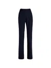 Another Tomorrow Flared Wool Trousers In Blue