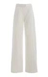 Another Tomorrow Flat Front Wide-leg Pants In White