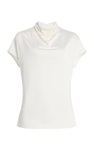 Another Tomorrow Fluid Cowl Neck Top In White