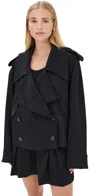 Another Tomorrow Fluid Cropped Trench Black In Black