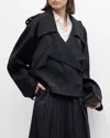 Another Tomorrow Fluid Cropped Trench Black In Black