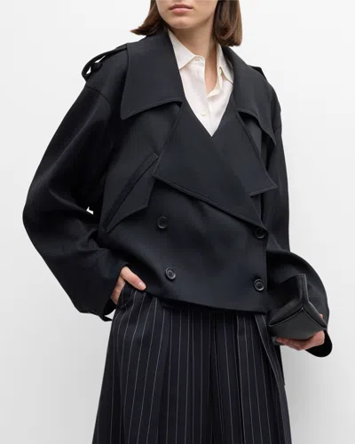 Another Tomorrow Fluid Cropped Trench Black