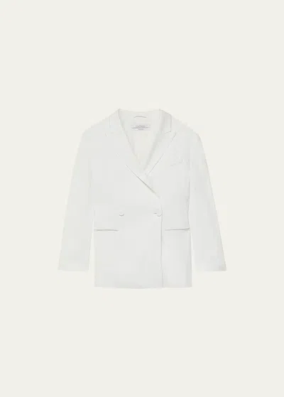 Another Tomorrow Fluid Double-breasted Jacket In Off White