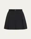 Another Tomorrow Fluid Pleated Shorts In Black