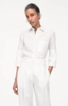 Another Tomorrow French Cuff Blouse In White