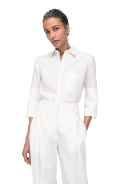 Another Tomorrow French Cuff Blouse In White