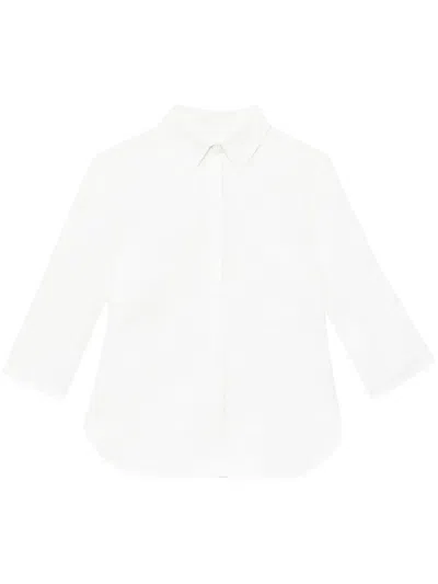 Another Tomorrow French-cuff Linen Blouse In White