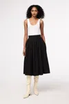 Another Tomorrow Gathered Circle Skirt In Black