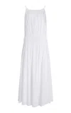 Another Tomorrow Gathered Cotton Maxi Dress In Off-white