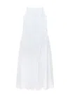 Another Tomorrow Gathered Cotton Maxi Dress In 白色
