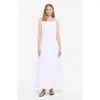 Another Tomorrow Gathered Scoop Back Dress In Off White