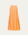 Another Tomorrow Gathered Scoop Back Dress In Papaya