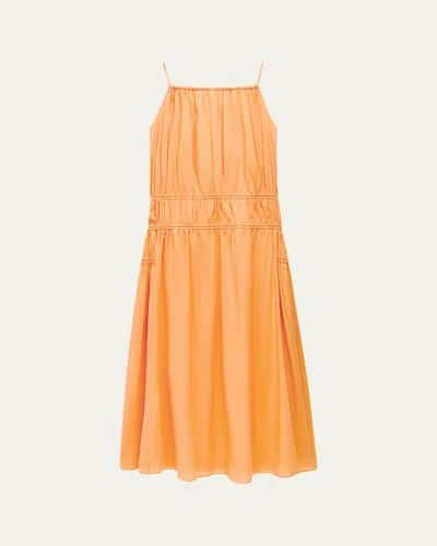 ANOTHER TOMORROW GATHERED SCOOP BACK DRESS