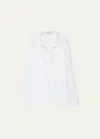 Another Tomorrow Gathered Organic Cotton-voile Shirt In Off White