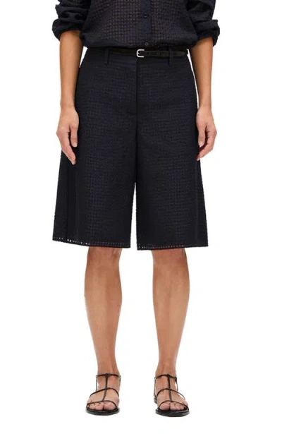 Another Tomorrow Gingham Bermuda Pant In Black