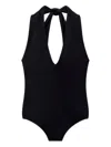 Another Tomorrow Self-tie Halter Bodysuit In Black