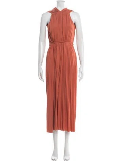 Pre-owned Another Tomorrow Halterneck Long Dress In Orange