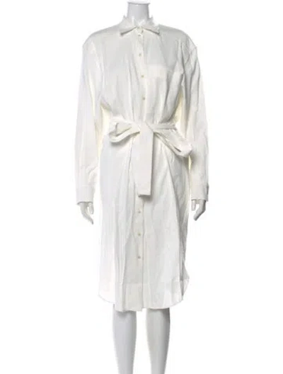 Pre-owned Another Tomorrow Hemp Midi Length Dress In White