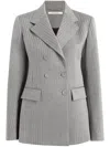 Another Tomorrow Double Breasted Structured Jacket In Grau