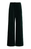 Another Tomorrow High-rise Corduroy Straight-leg Pants In Dark Green
